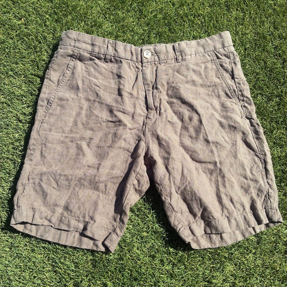 Porter & Ash 100% Linen Shorts Mens Size 33 Premium Breathable Beige Khaki